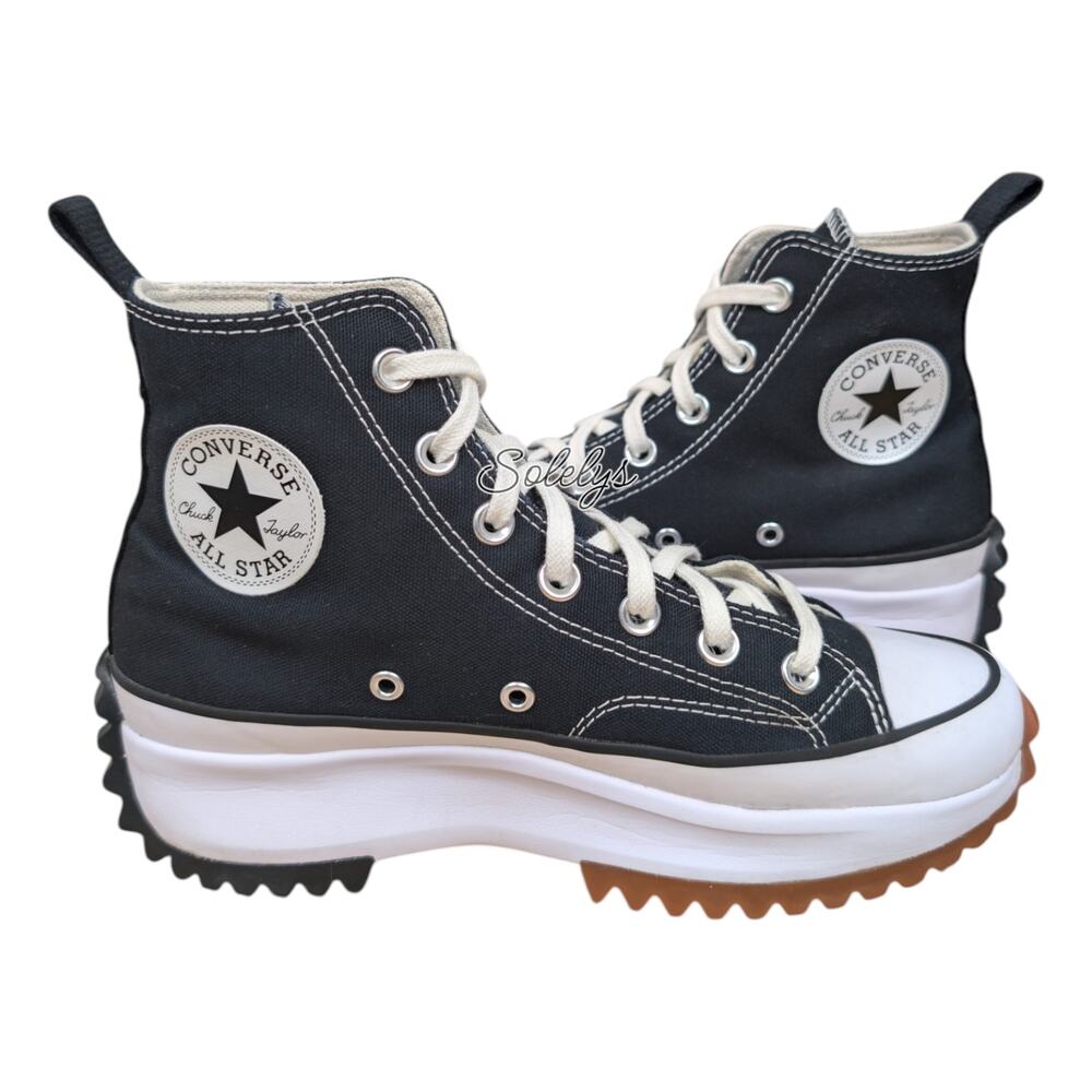 Converse CTAS Run Star Hike High Black White Platform Canvas Sneaker Womens 7.5